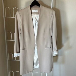 Calvin Klein Women's Beige Open-Front Blazer